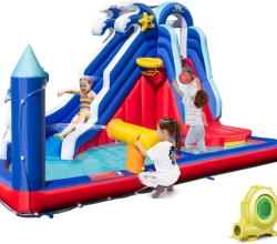 🏰 GOPLUS Uppblåsbar Hoppborg med Rutschkana & Pool – Den Ultimata Lekplatsen för Barn! 🎈