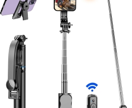 🤳 42″ Selfie Stick Tripod med Fyllningsljus 🌟